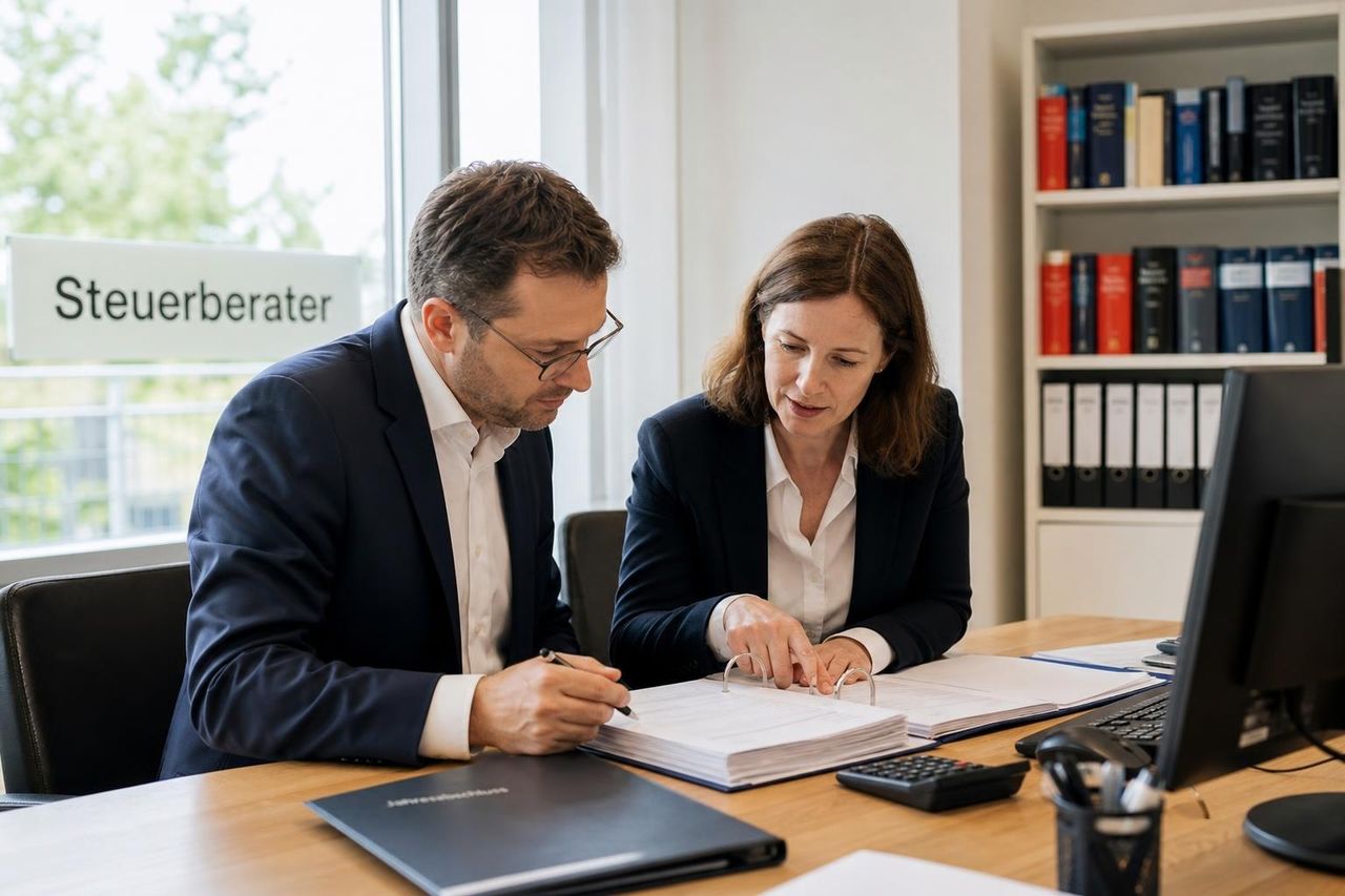 Steuerberater im Mandantengespräch — professioneller Imagefilm für Steuerkanzleien