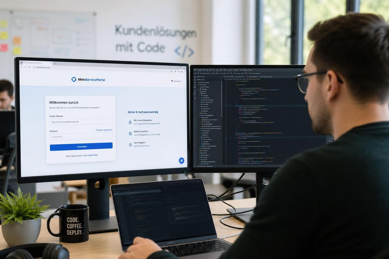 Kundenportal-Entwicklung — Login-Bereich mit Auftragsstatus und Dokumenten