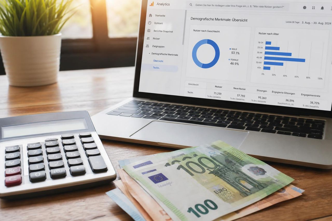 Hochwertige Mittelstands-Website auf Laptop und Smartphone — modernes Webdesign 2026